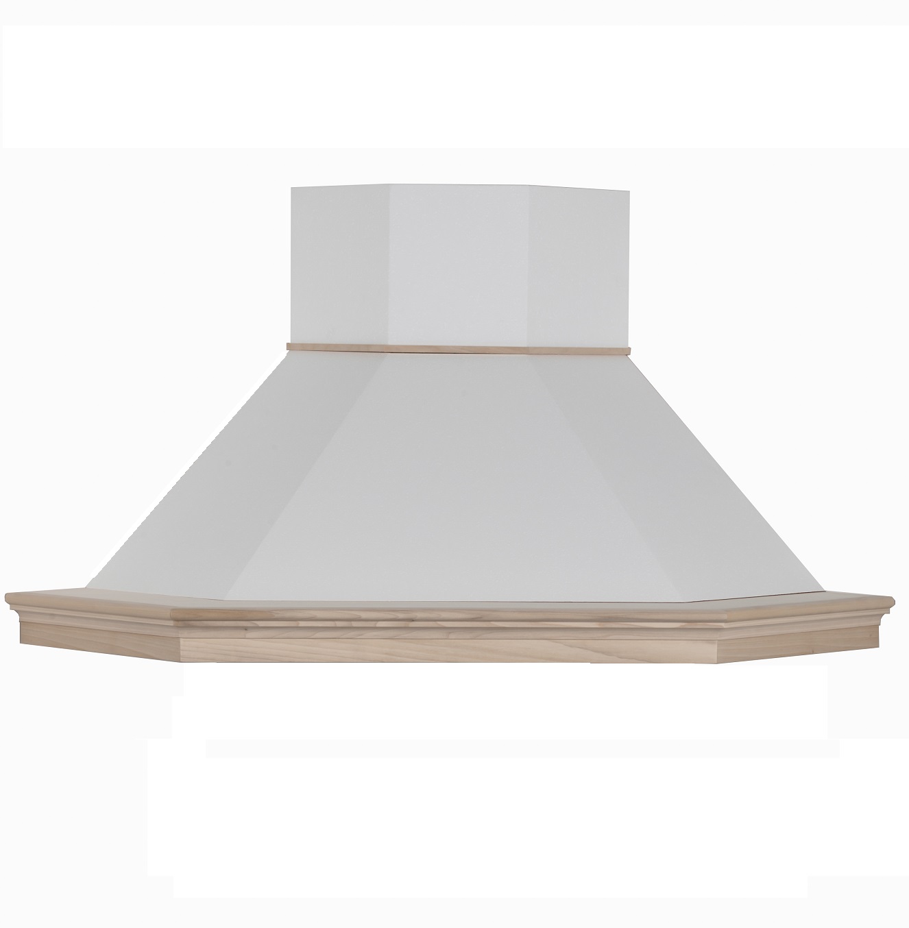 Cappa cucina classica legno Maya angolo 105x105 fascione naturale cono bianco